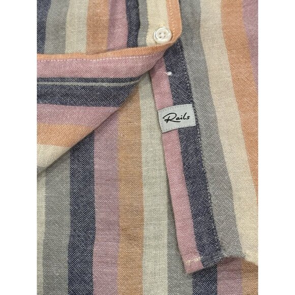 Rails Charli Linen Blend Rainbow Long Sleeve Button Down Shirt Women’s Small - Picture 8 of 14